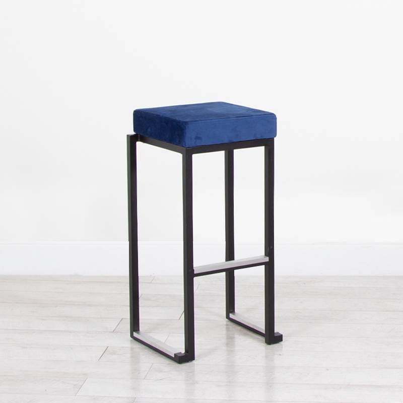 Nevada Stool - Black Base Blue Pad