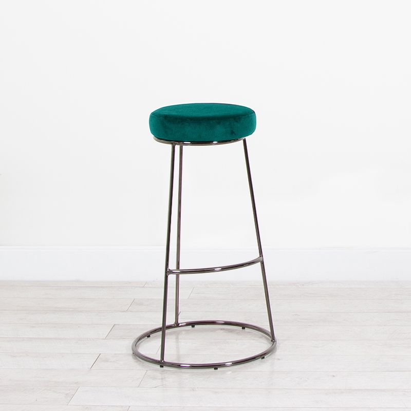 Black Chrome Spire Stool - Green Pad