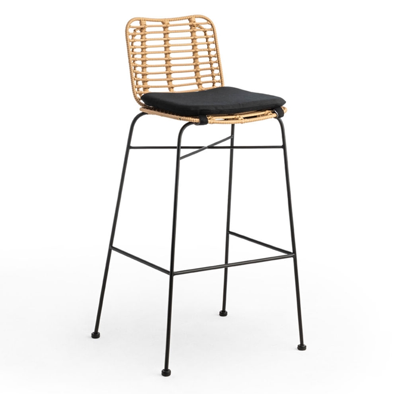 Miami Stool - Natural with Black Cushion