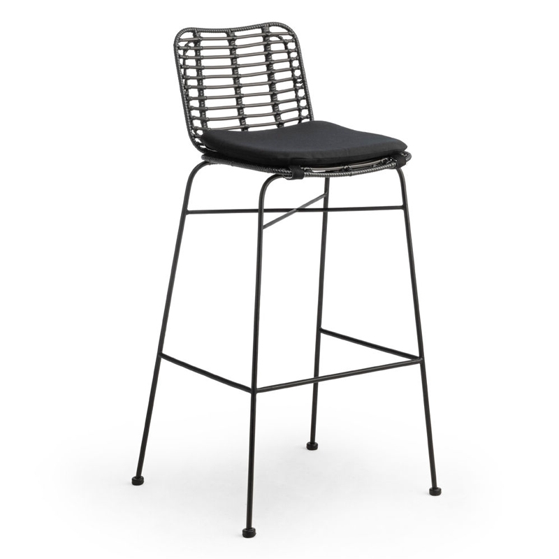 Miami Stool - Black with Black Cushion