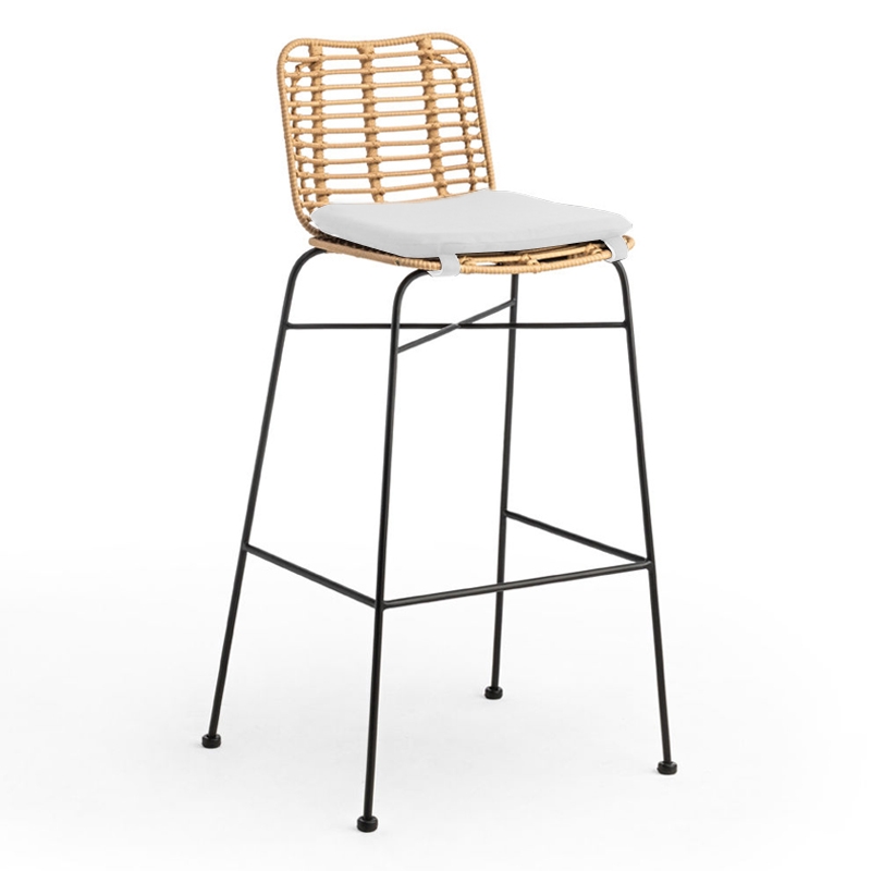 Miami Stool - Natural with White Cushion