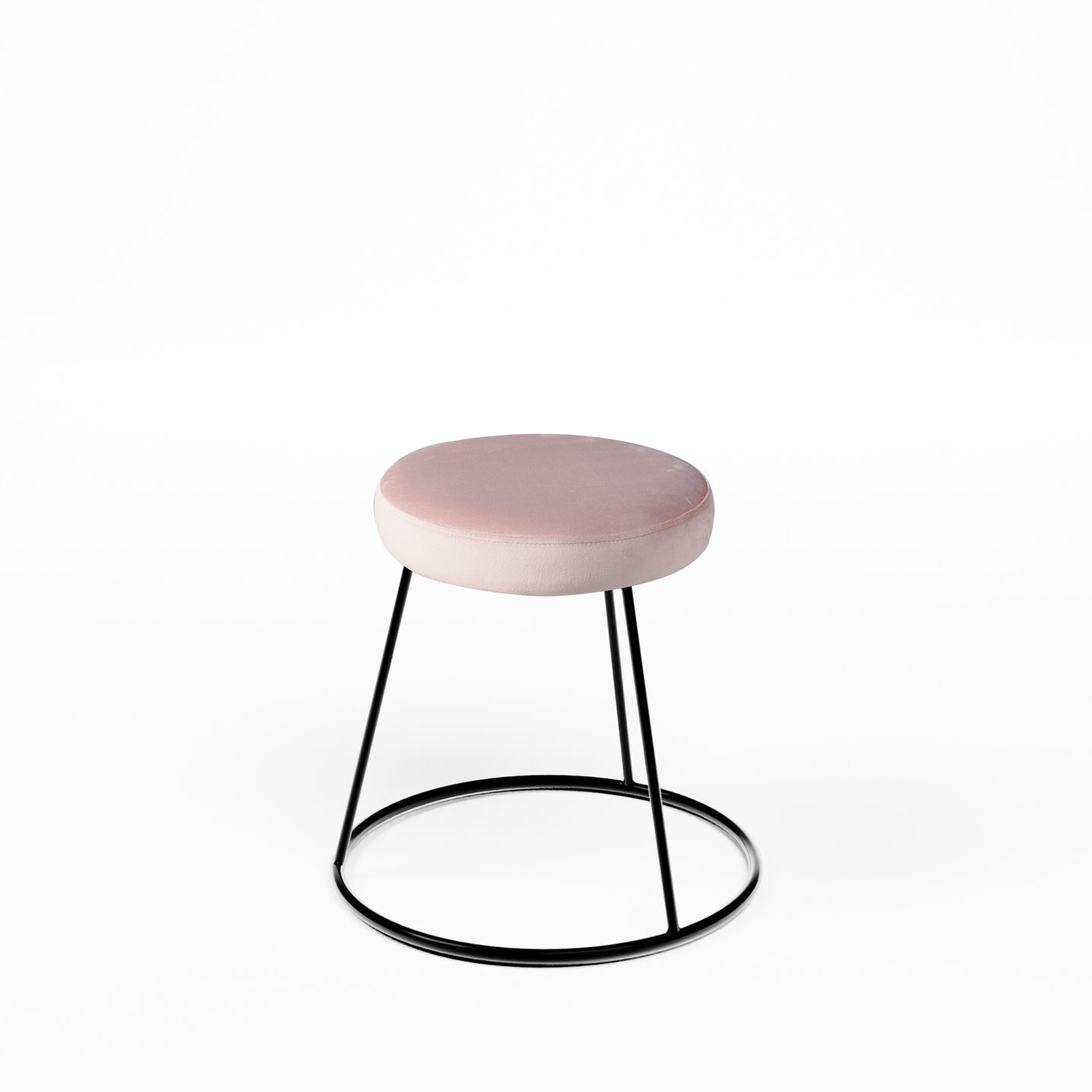 Black Chrome Low Spire Stool - Pink Pad