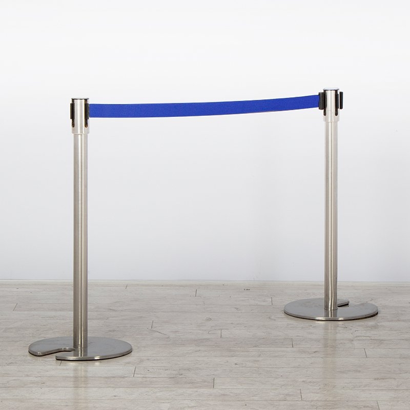 Chrome Stretch Barrier - Blue Webbing