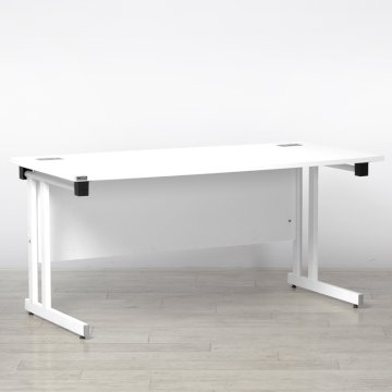 1550 x 750mm White Desk with Modesty Panel