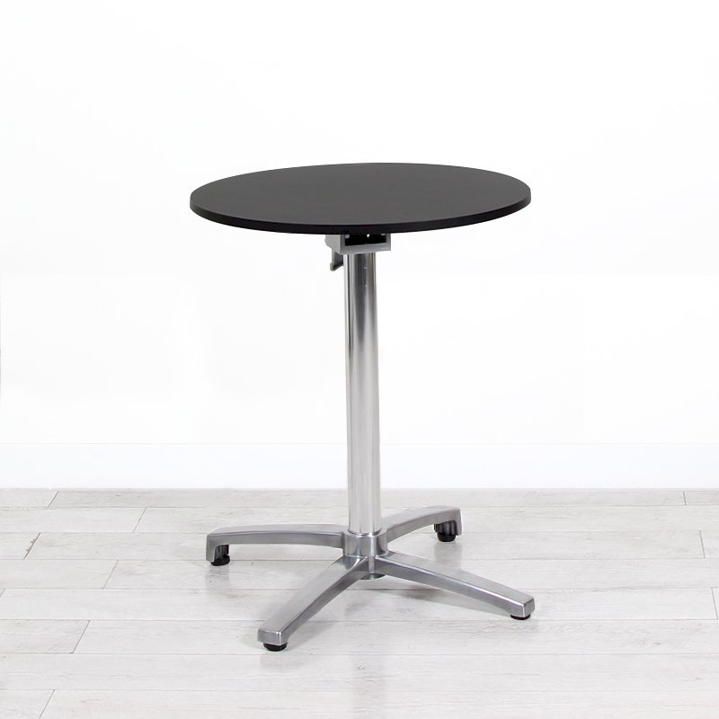 600mm Black Round Bistro Table - Chrome Frame