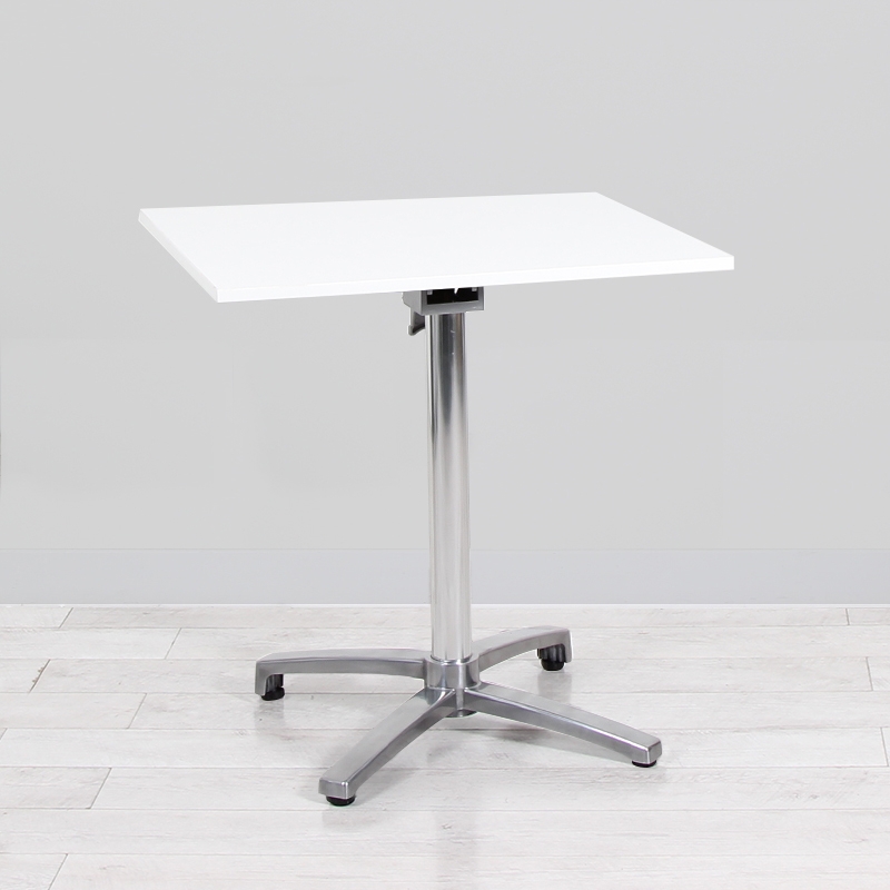 700mm White Square Bistro Table - Chrome Frame