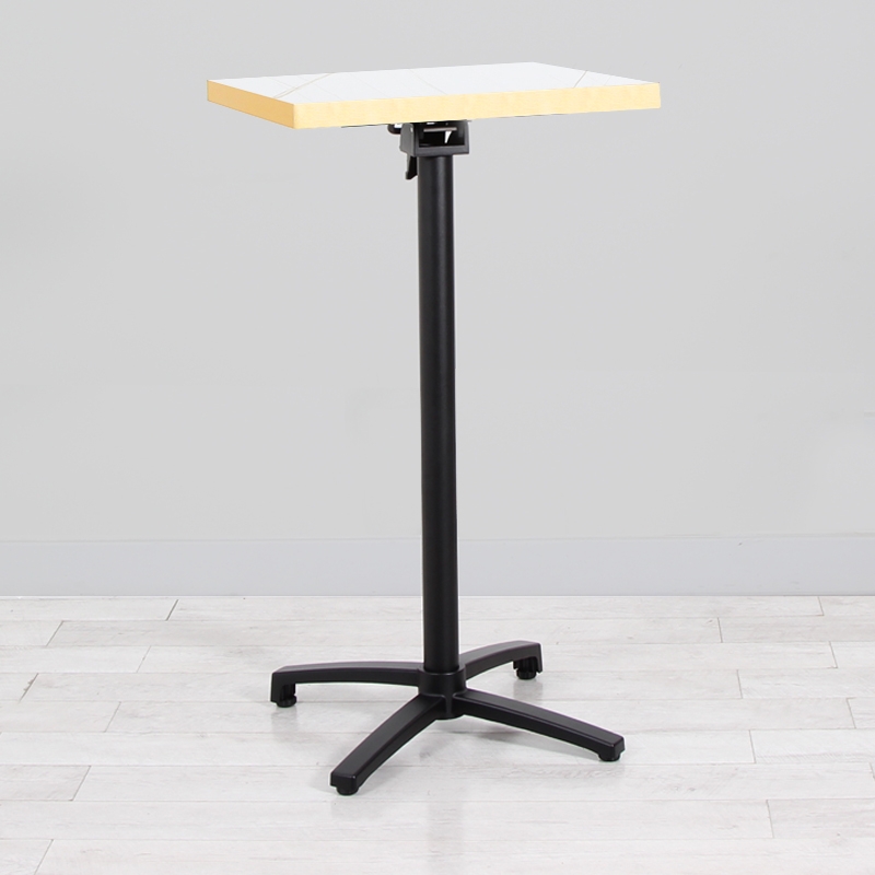 600mm White Marble Square Poseur Table - Black Frame