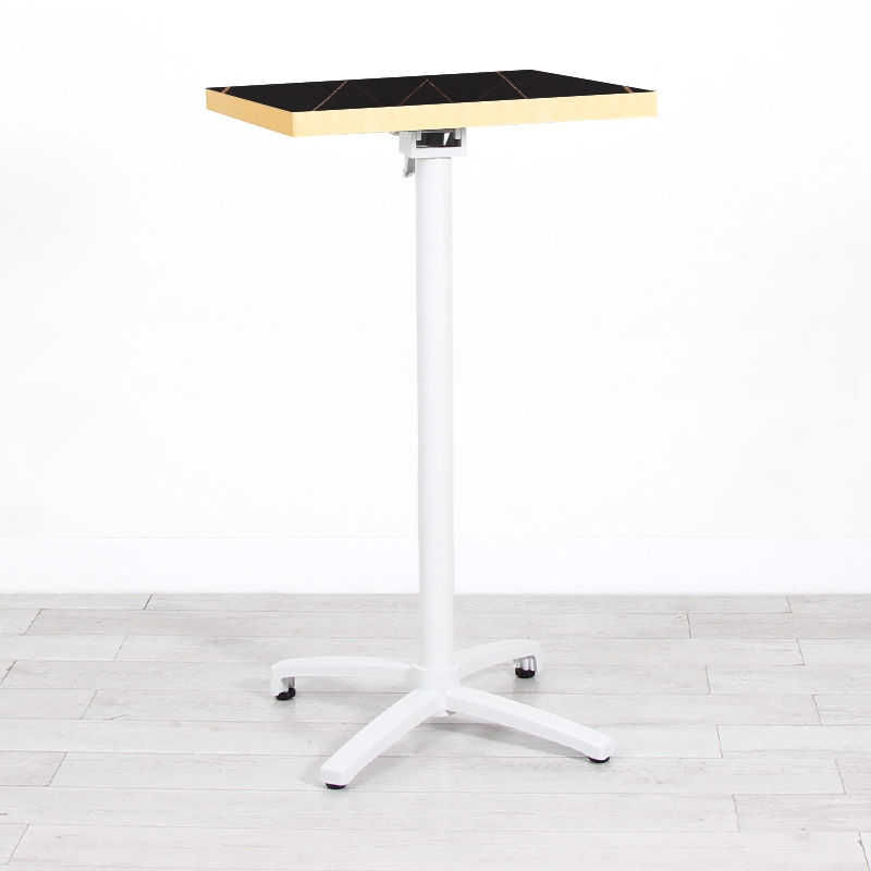 600mm Black Marble Square Poseur Table - White Frame