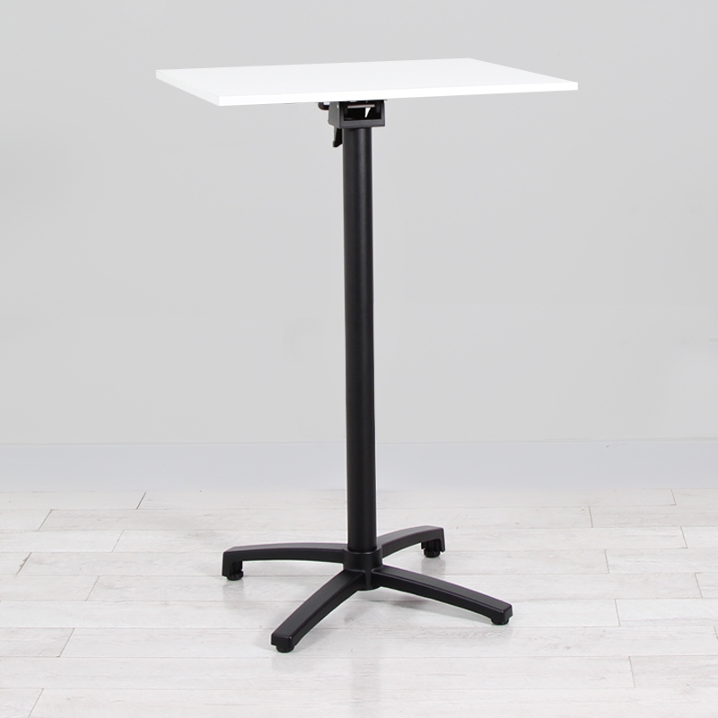 700mm White Square Poseur Table - Black Frame