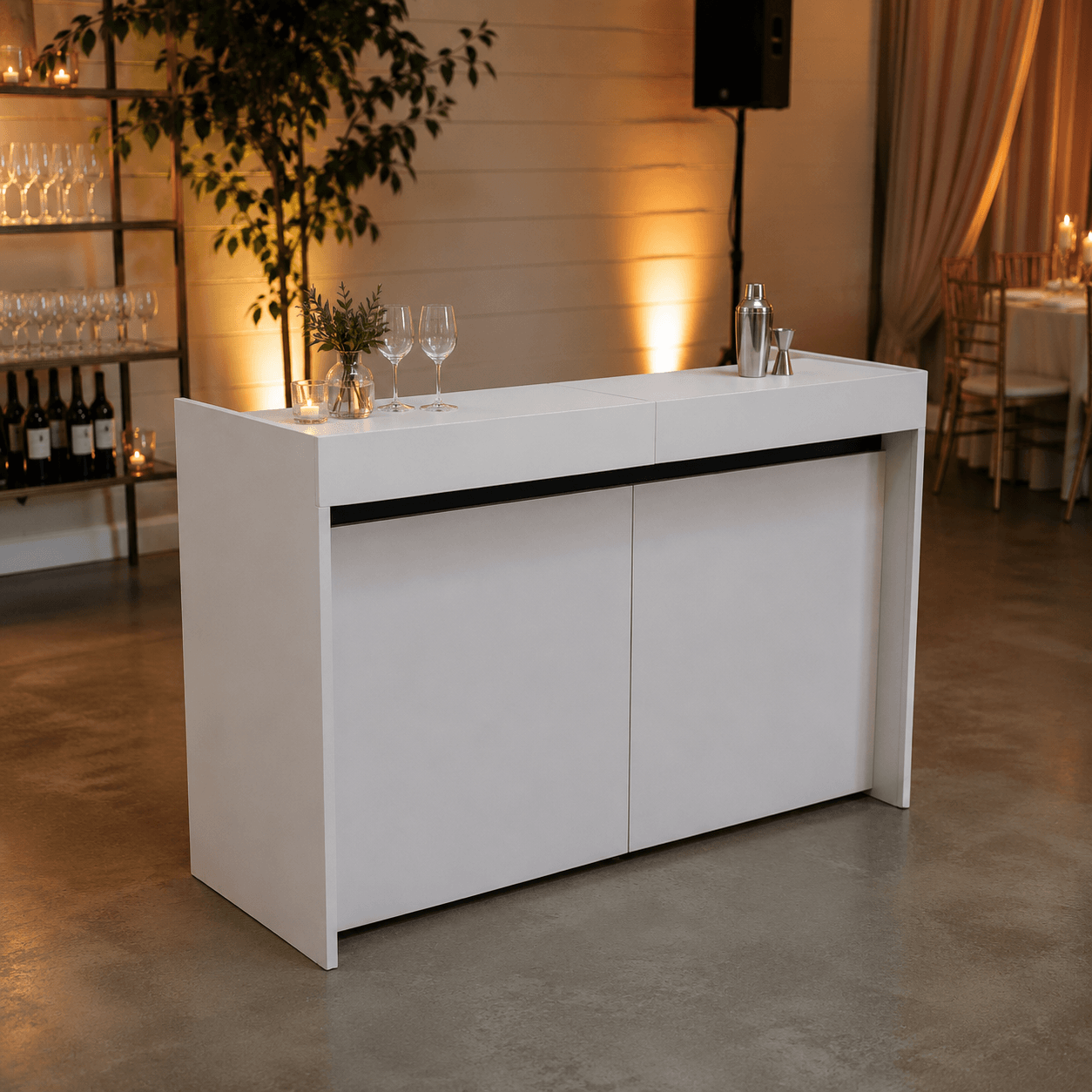 2m Straight Bar Counter - White