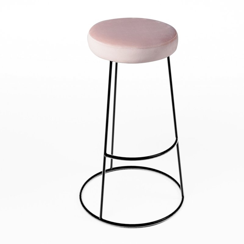 Black Chrome Spire Stool - Pink Pad
