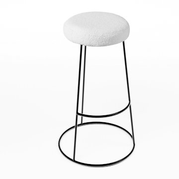 Black Chrome Spire Stool - White Teddy Pad