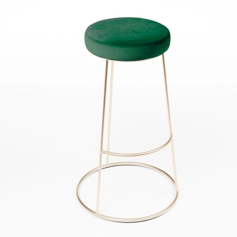 Rose Gold Chrome Spire Stool - Green Pad