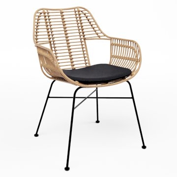 Miami Armchair - Natural with Black Cushion