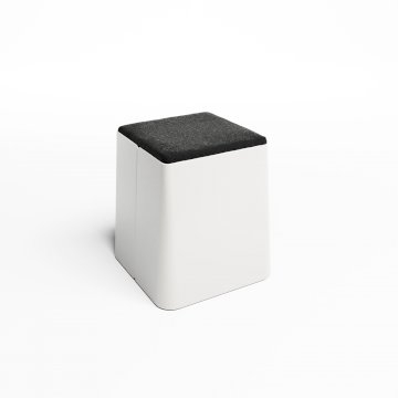 White Bric Stool - Black Fabric Top