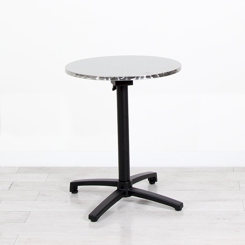 600mm Chrome Round Bistro Table - Black Frame