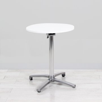 600mm White Round Bistro Table - Chrome Frame