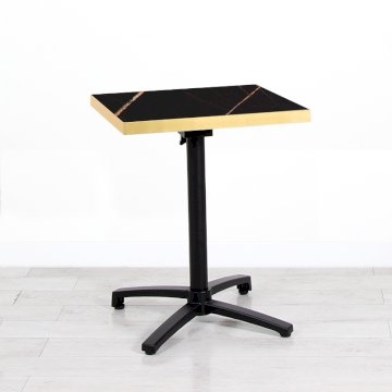 600mm Black Marble Square Bistro Table - Black Frame