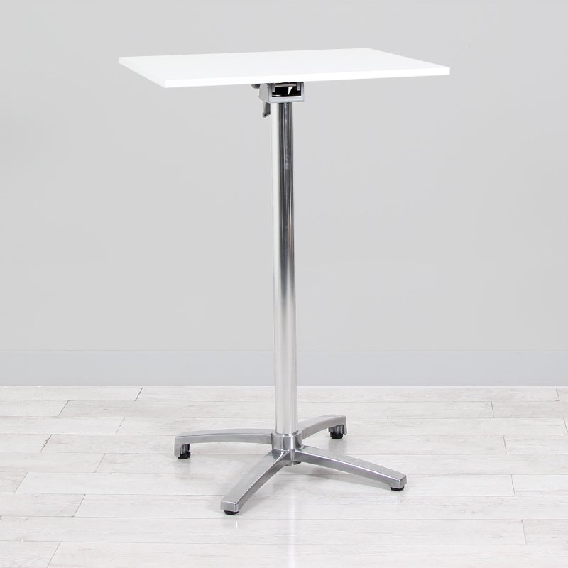 700mm White Square Poseur Table - Chrome Frame