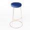 Rose Gold Chrome Spire Stool - Blue Pad