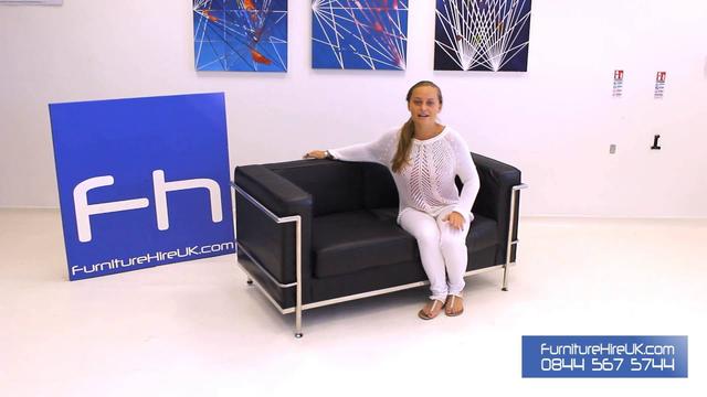 2 Seater Black Corbusier Sofa Demo - Furniture Hire UK