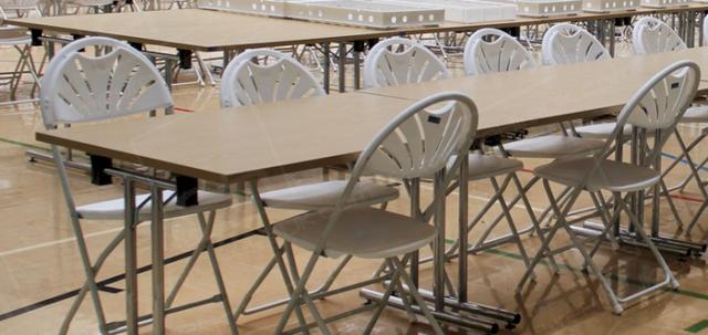 2015 Elections https://d1hcs5uofxldvl.cloudfront.net/furniture-hire-uk/article_additional/2015-elections8/2015-elections8-740x350.jpg - HC76, HM23 & HM24 - White folding fan back chair and modular tables for hire
