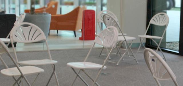 Careers Day Event https://d1hcs5uofxldvl.cloudfront.net/furniture-hire-uk/article_additional/bracknell-forest-council7/bracknell-forest-council7-740x350.jpg - White folding chairs are easy to move & arrange in groups.