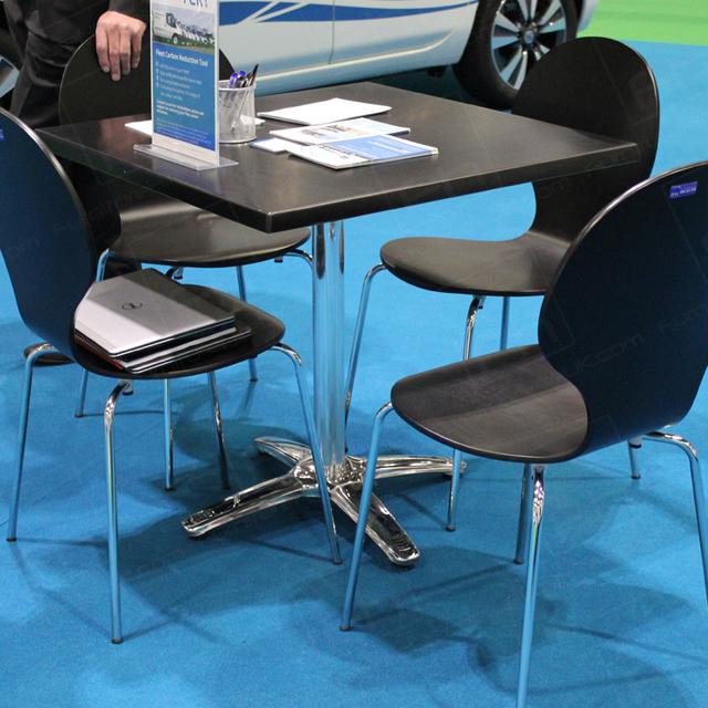 Exhibitions with Furniture Hire UK https://d1hcs5uofxldvl.cloudfront.net/furniture-hire-uk/article_additional/exhibitions-and-furniture-hire/exhibitions-and-furniture-hire.jpg - Black bistro table & Keeler chairs for a stylish modern look.