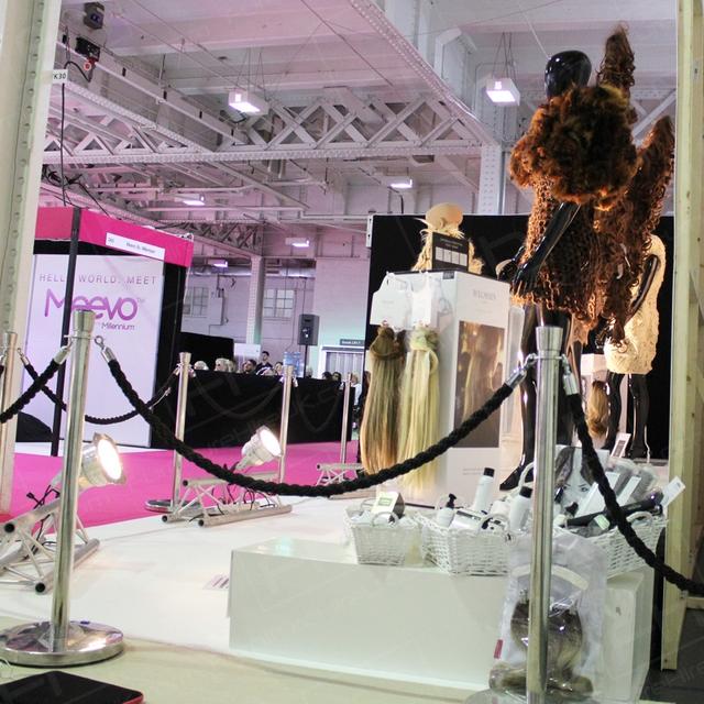 Hairdressing Exhibition https://d1hcs5uofxldvl.cloudfront.net/furniture-hire-uk/article_additional/hairdressing-exhibition11/hairdressing-exhibition11.jpg - Ropes and Poles around exhibit at ProHairLive