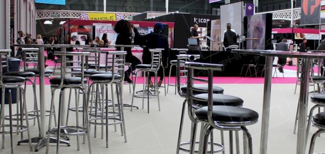 Hairdressing Exhibition https://d1hcs5uofxldvl.cloudfront.net/furniture-hire-uk/article_additional/hairdressing-exhibition13/hairdressing-exhibition13-740x350.jpg - Stools & tables for exhibition restaurant zone.