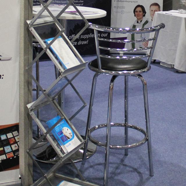 Religious Exhibitions https://d1hcs5uofxldvl.cloudfront.net/furniture-hire-uk/article_additional/religious-exhibitions-3/religious-exhibitions-3.jpg - Casual seating at exhibitions with poseur tables and stools.