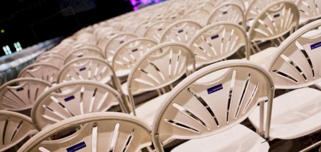 Westpoint 2013 https://d1hcs5uofxldvl.cloudfront.net/furniture-hire-uk/article_additional/westpoint8/westpoint8-740x350.jpg - White plastic seat & metal frame result in sturdy hire chairs.