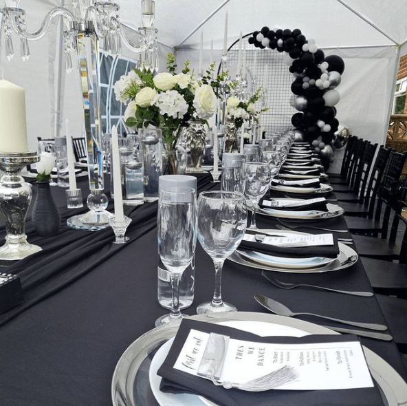 Black & Silver 21st Birthday Set Up