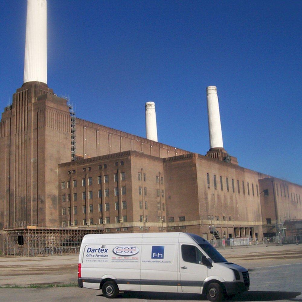 Furniture Hire transport vehicle at Battersea Power Station