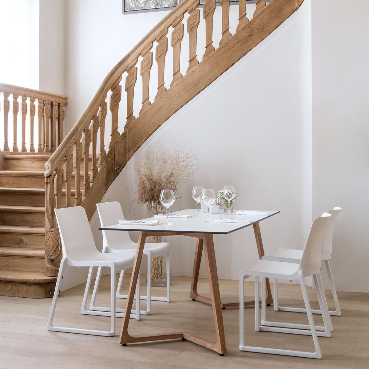 Featured: Boston double bistro table in white and white Kansas chairs.