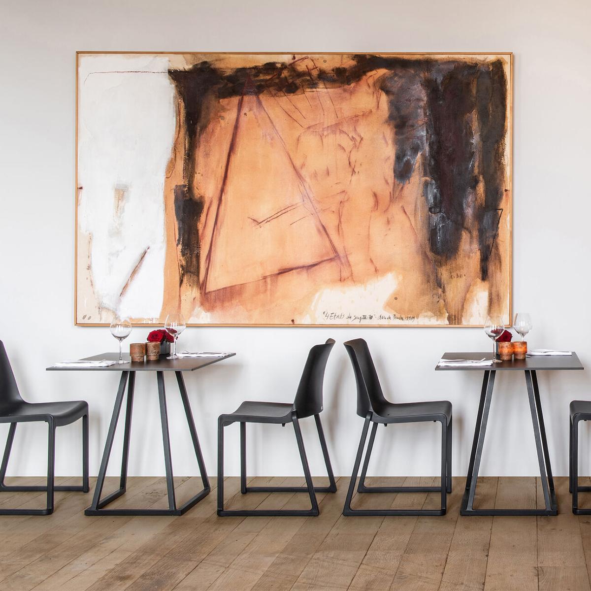 Featured: Dallas black square bistro tables and Kansas black chairs.