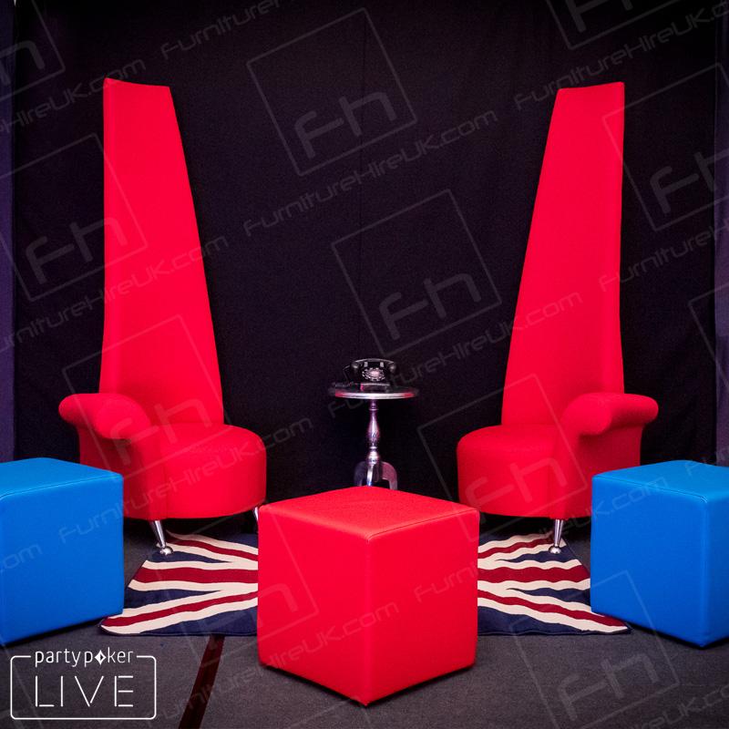 Cube seating in various colours to match the evenings theme.