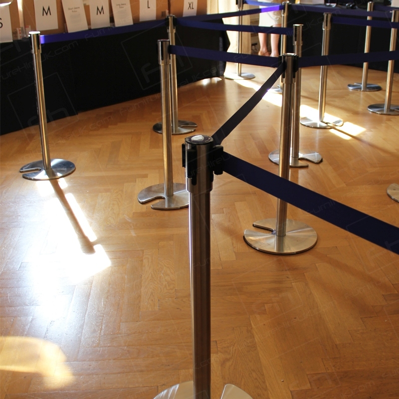 Chrome Stretch Barrier - Blue Webbing