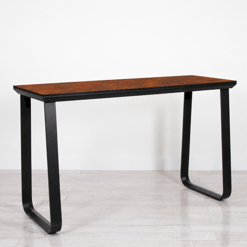 Utah Double Poseur Table - Black Base Rust Top