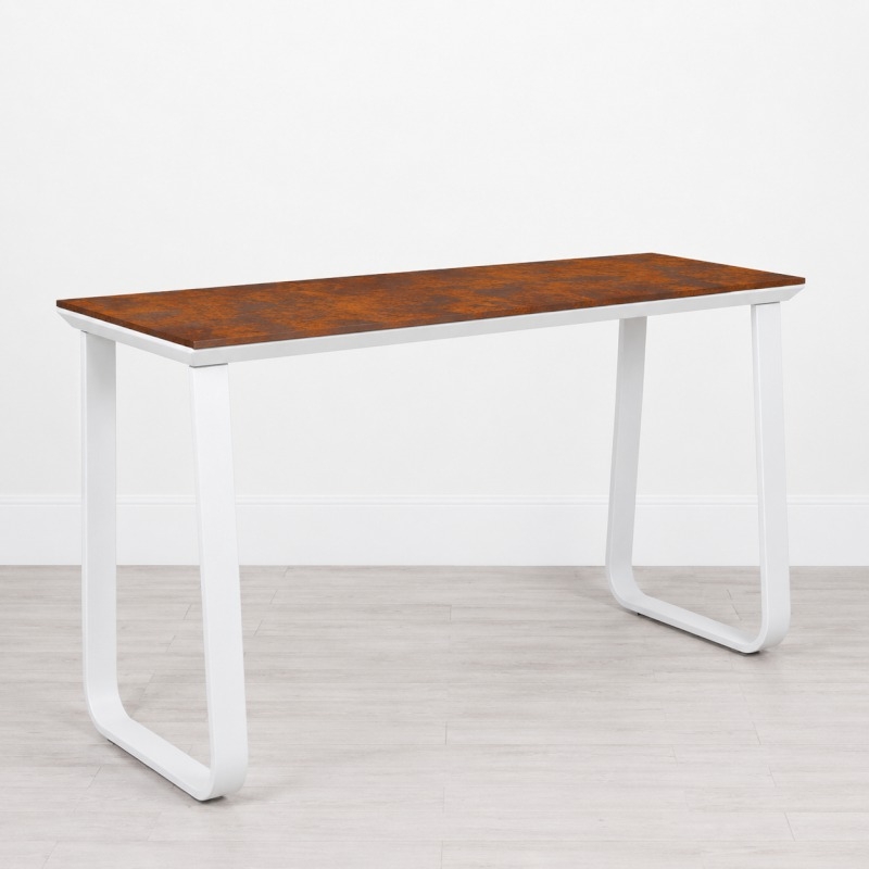Utah Double Poseur Table - White Base Rust Top