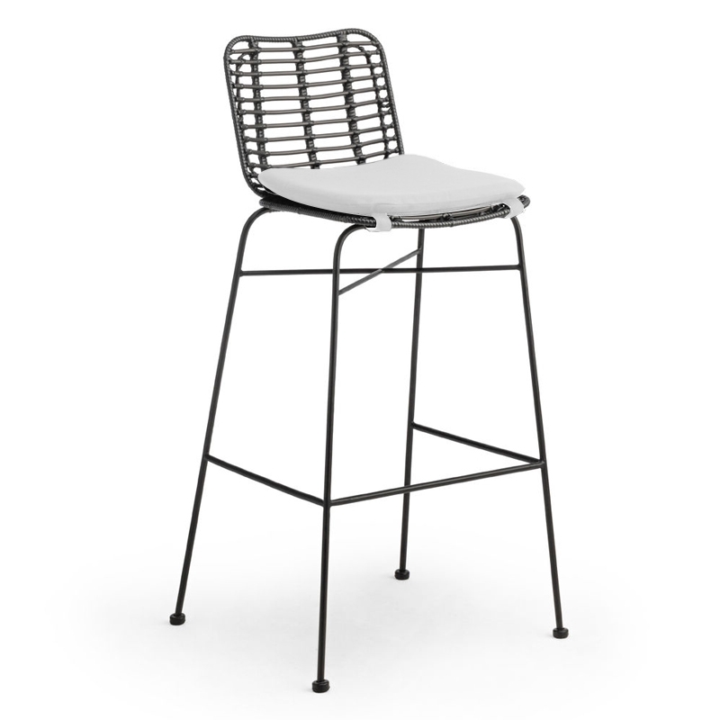Miami Stool - Black with White Cushion