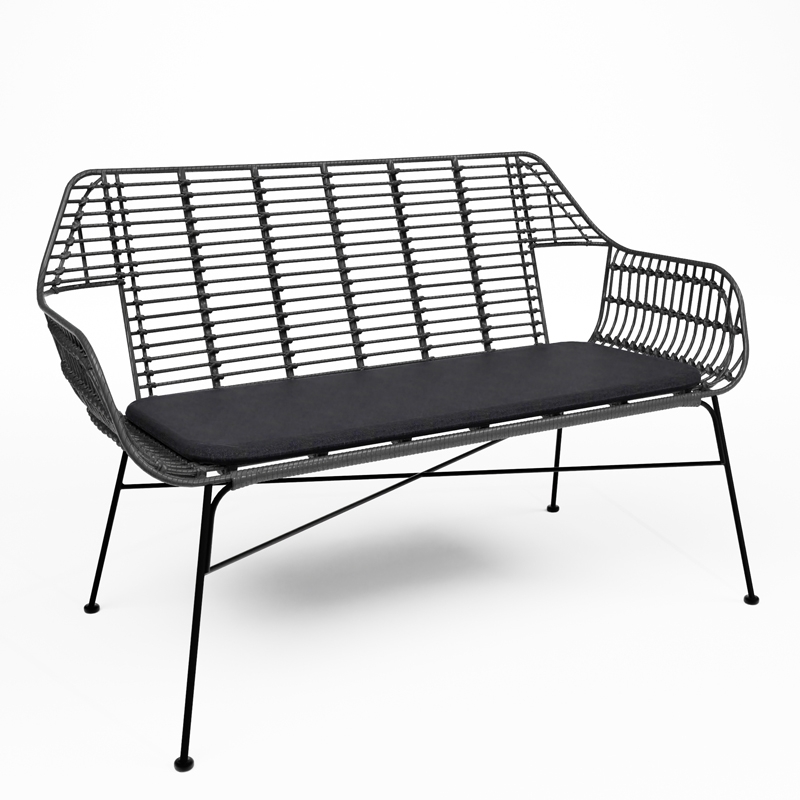 Miami Sofa - Black with Black Pad
