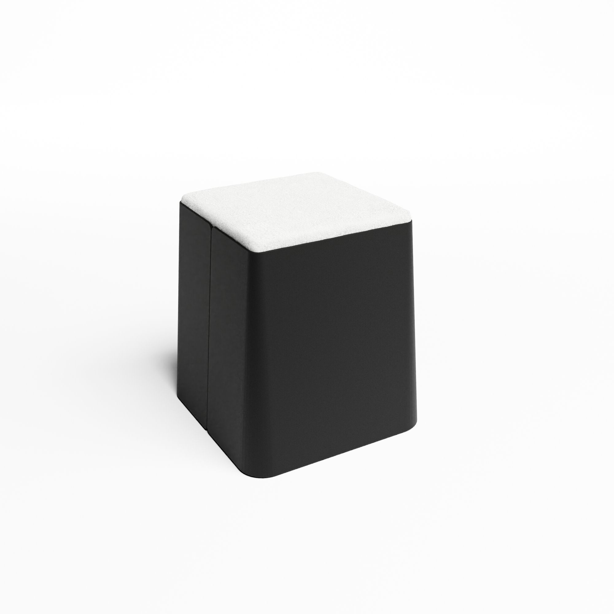 Black Bric Stool - White Fabric Top