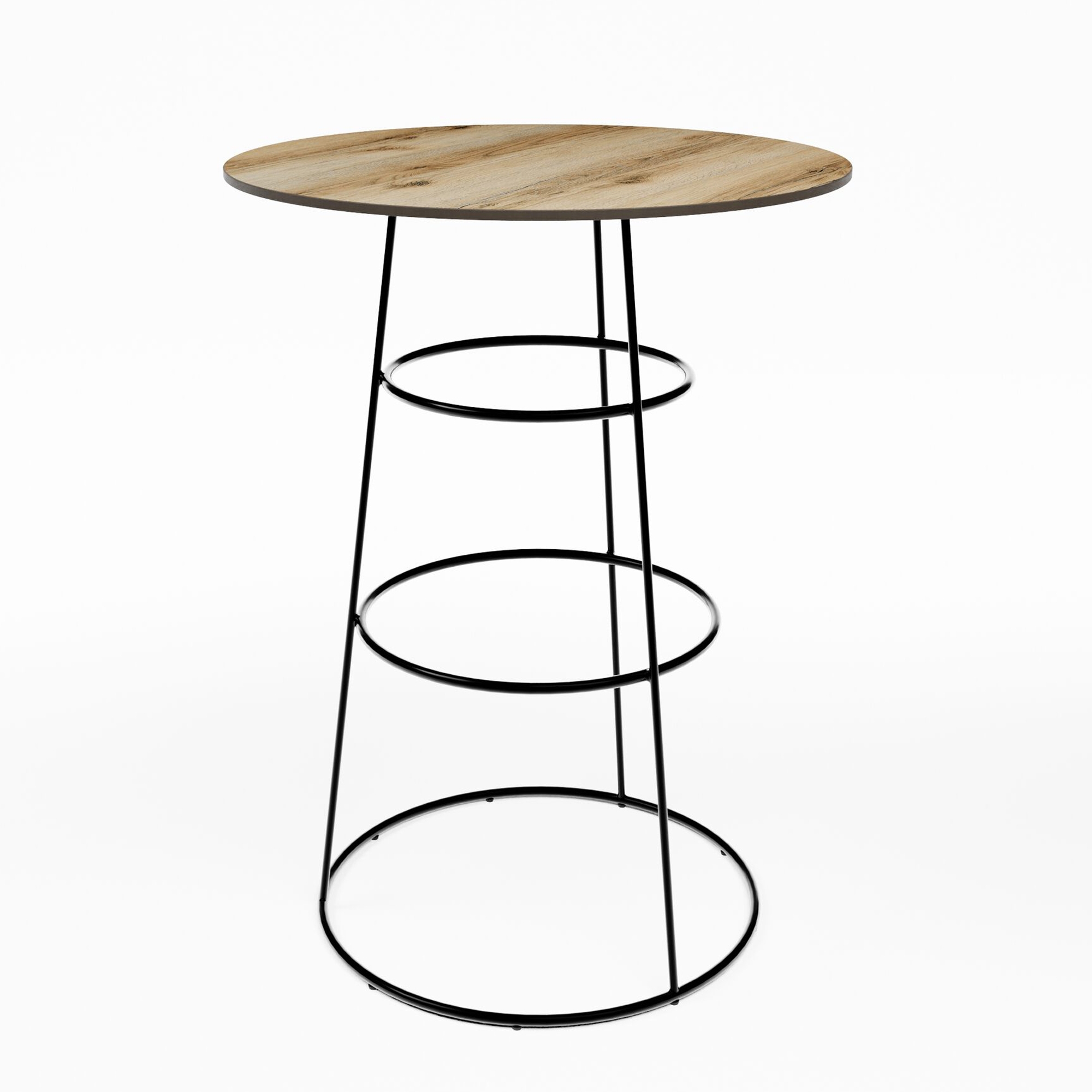 Black Spire Poseur Table - Oak Top