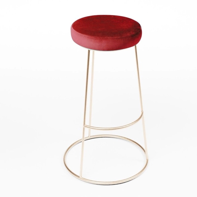 Rose Gold Chrome Spire Stool - Red Pad