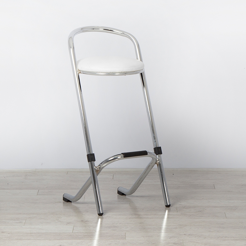Chrome Stool - White Pad