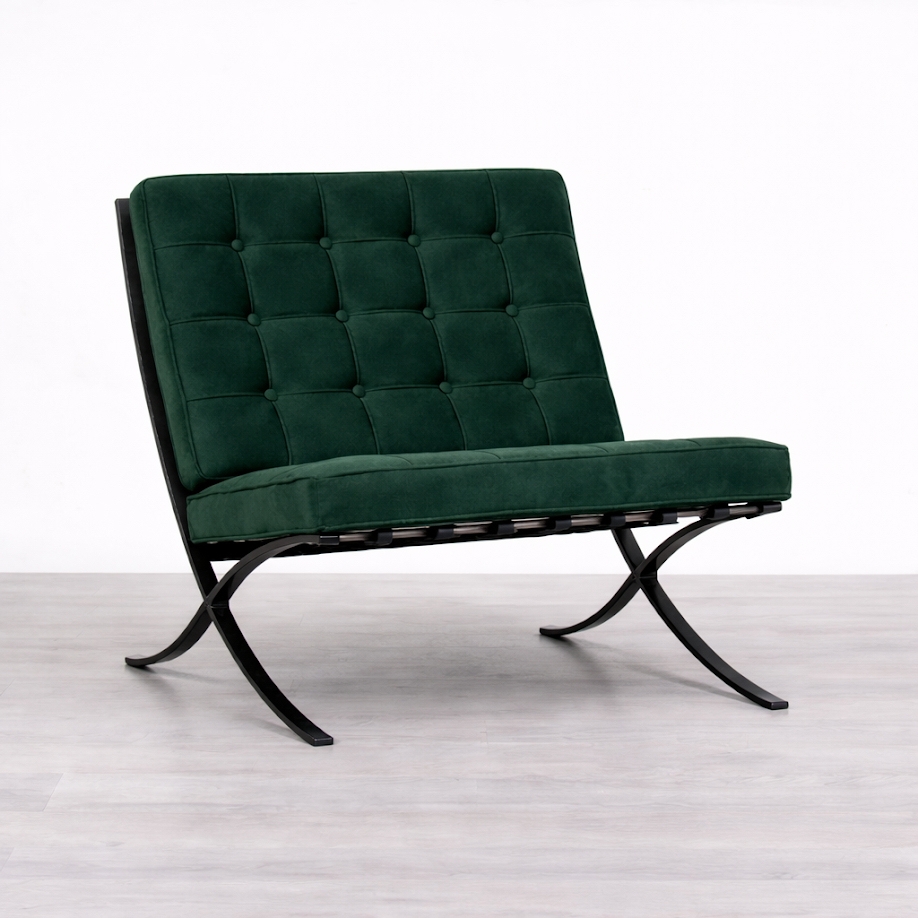 Barcelona Style Chair - Green Velvet