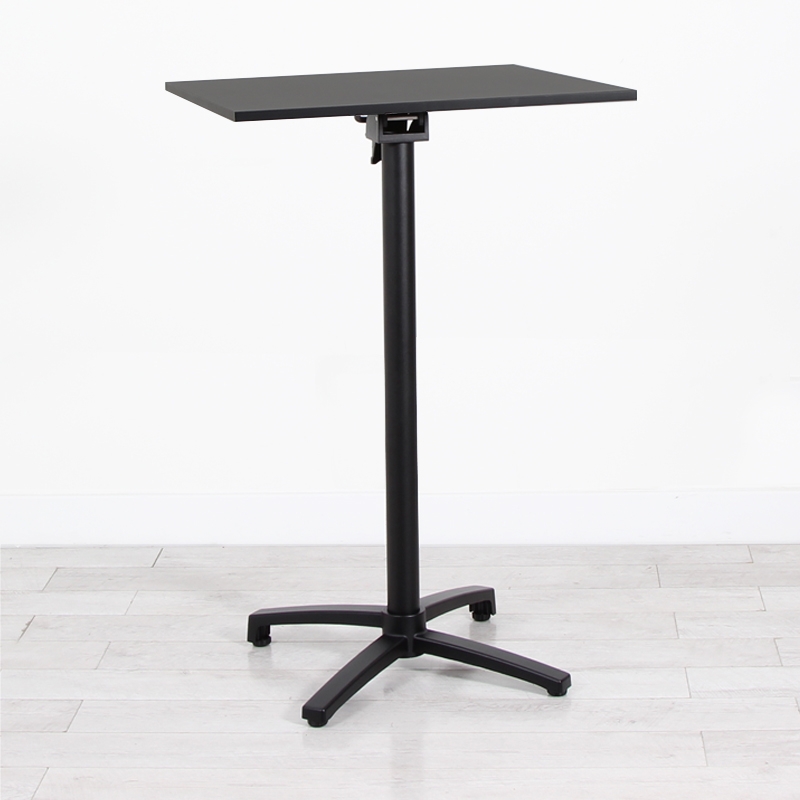 700mm Black Square Poseur Table - Black Frame