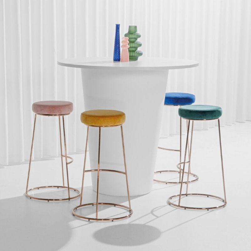 Rose Gold Chrome Spire Stool - Black Pad