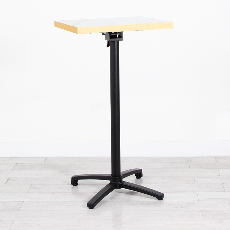 600mm White Marble Square Poseur Table - Black Frame